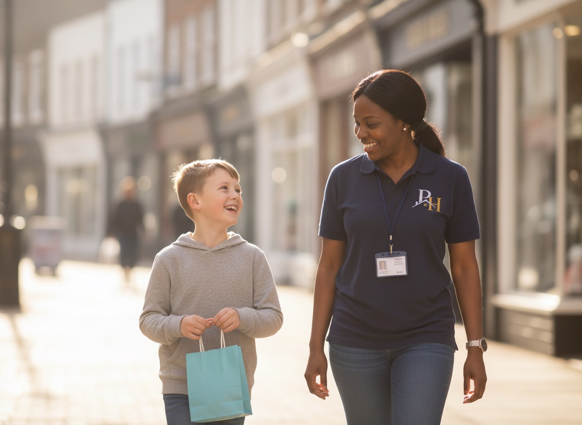 A Pavillion Homes support worker and the person she supports out in the community