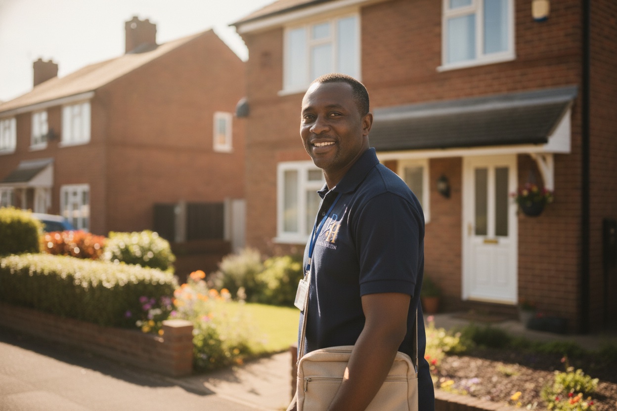 A Pavillion Homes support worker arriving at a home in the local area we serve