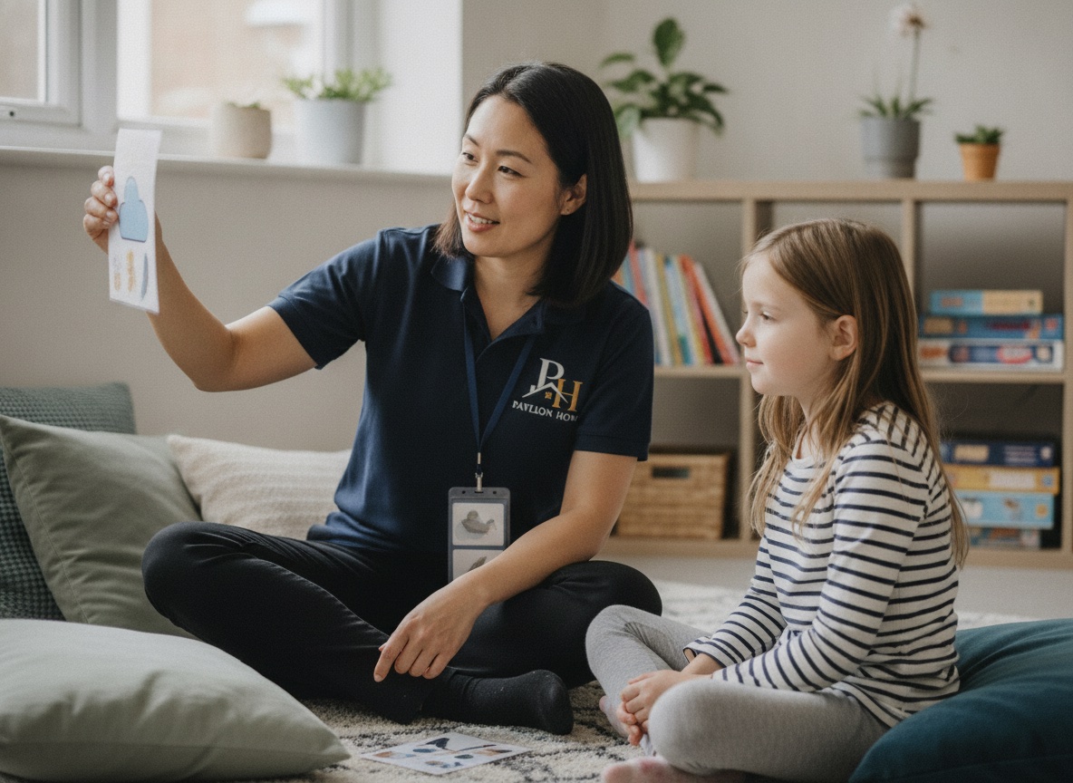 Learning calming strategies together at The Pavillion Homes