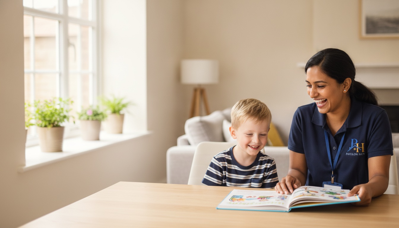 A child enjoying time at home with a Pavillion Homes carer in Doncaster