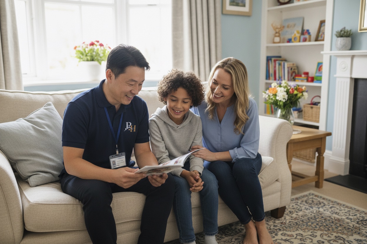 A first visit to talk about a child's needs with their family